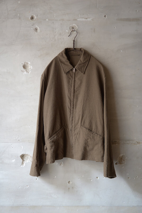 COMOLI コモリ / KHAKI縮絨ウール ジップショートジャケット (sold